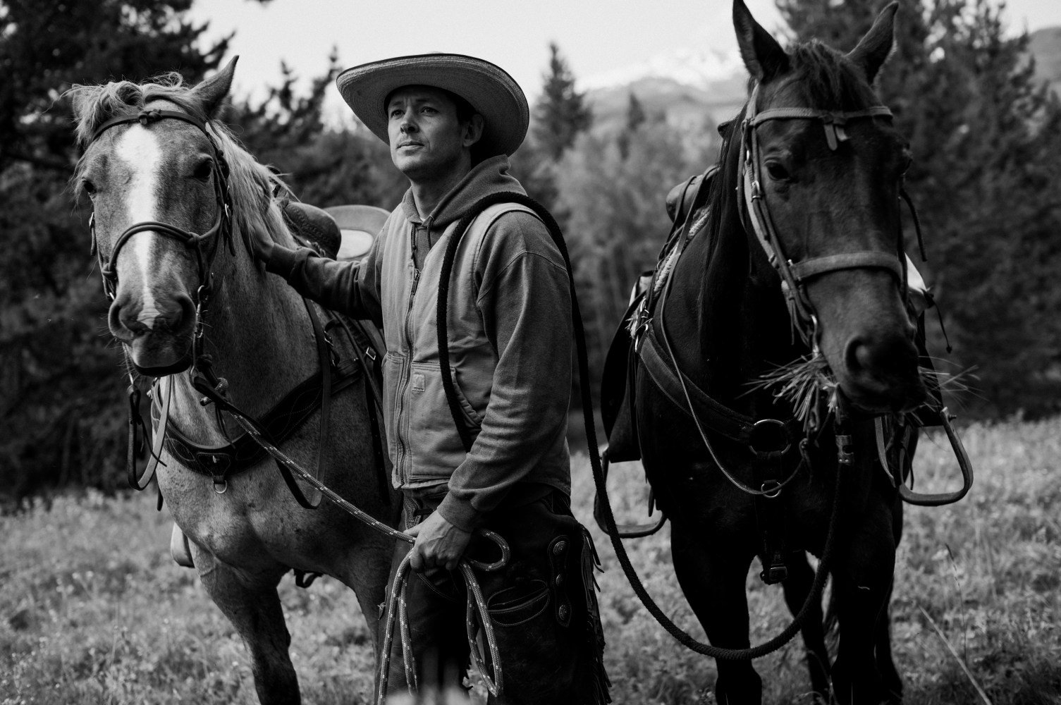 Brad in his natural habitat with horses in the Teton Wilderness